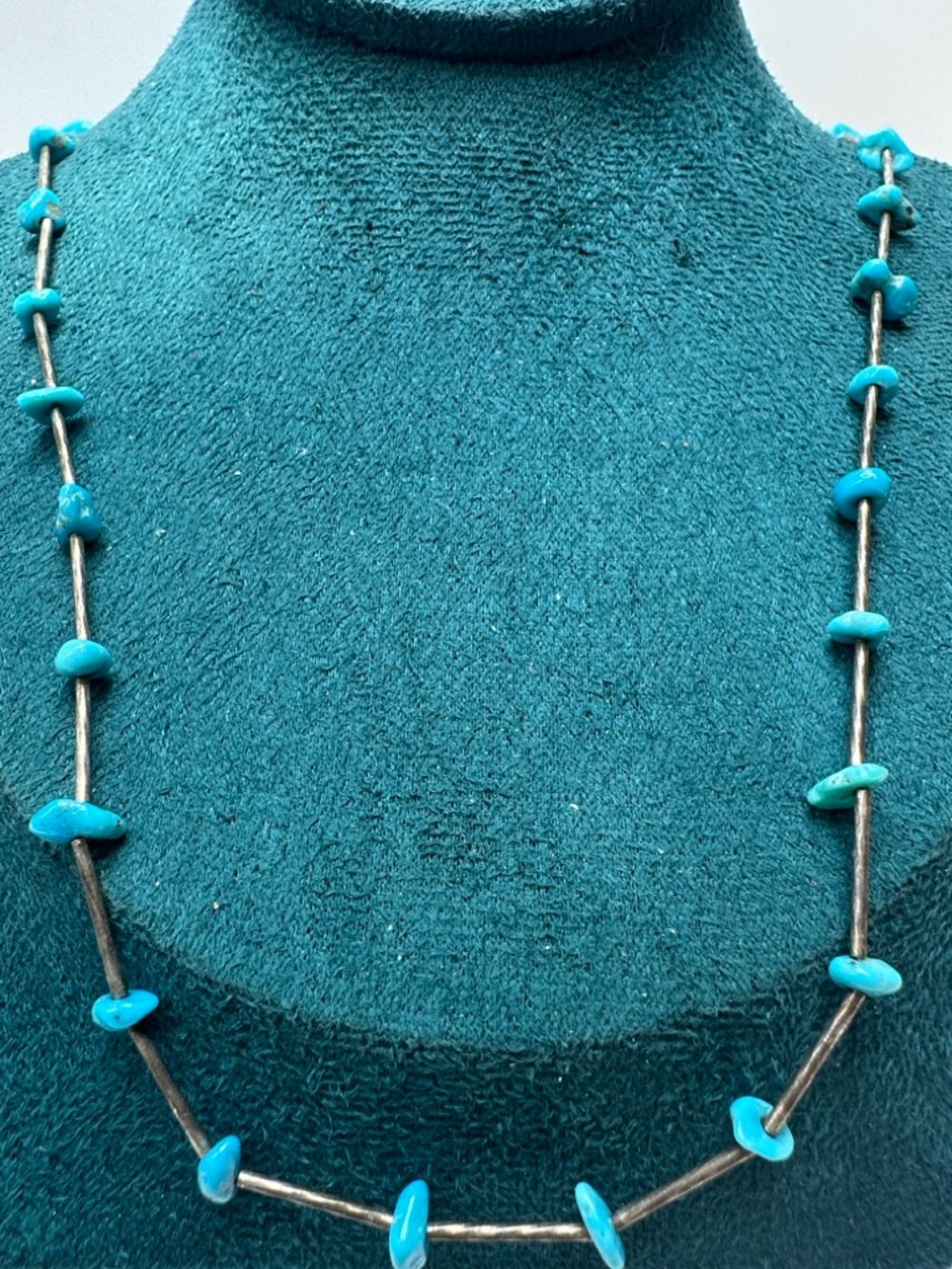 Turquoise Liquid Sterling Silver Necklace Southwestern Jewelry